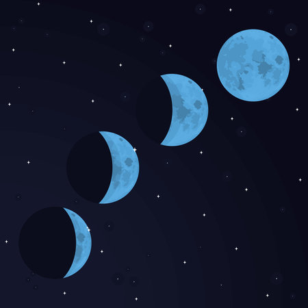 waxing crescent moonのイラスト素材