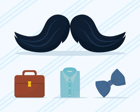 mustache and male clothes setのイラスト素材