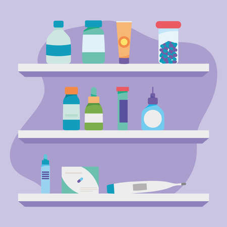 pharmacy shelves designのイラスト素材