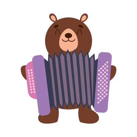 bear plays accordionのイラスト素材