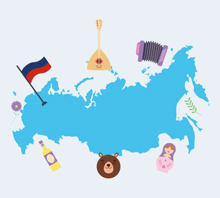 russia map with symbolsのイラスト素材