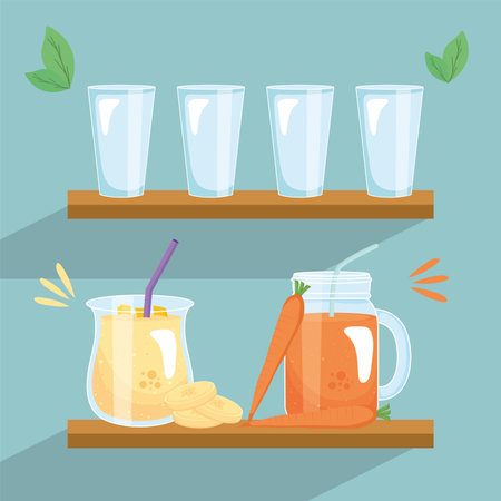 banana and carrot jarsのイラスト素材