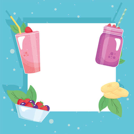 raspberries and strawberries smoothiesのイラスト素材