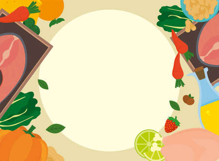 Banner with keto food iconsのイラスト素材