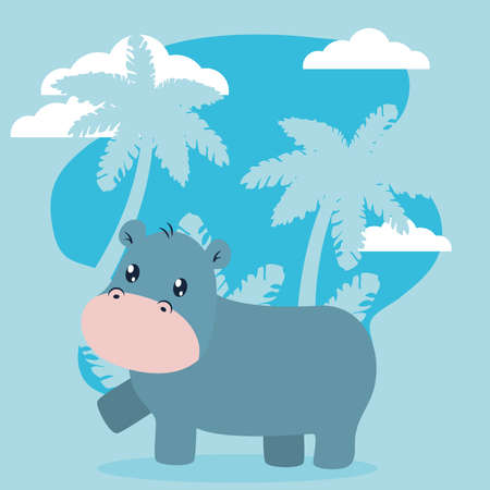 cute hippopotamus illustrationのイラスト素材