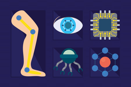 nanotechnology icons set