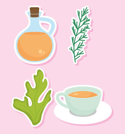 chamomile tea iconsのイラスト素材