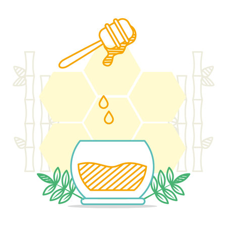 honey bottle and dipperのイラスト素材
