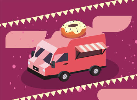 donuts food truckのイラスト素材