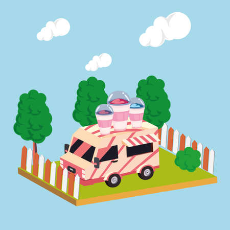 milkshakes food truckのイラスト素材