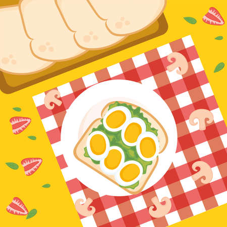 toasts with eggsのイラスト素材