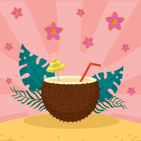 summer coconut cocktailのイラスト素材