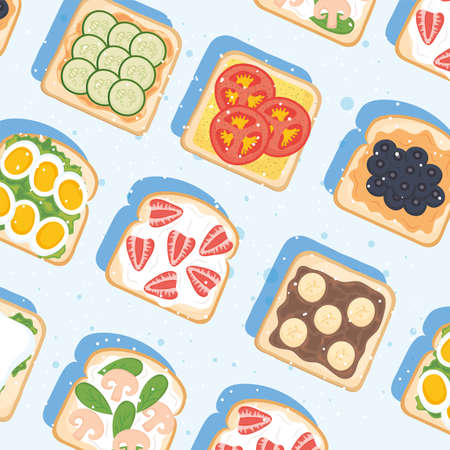 toasts with ingredientesのイラスト素材