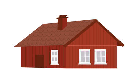 sweden wood houseのイラスト素材