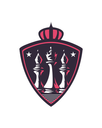 King and bishop chess pieces in shieldのイラスト素材