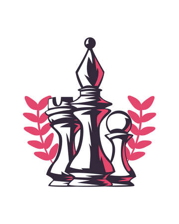 Chess pieces with wreathのイラスト素材