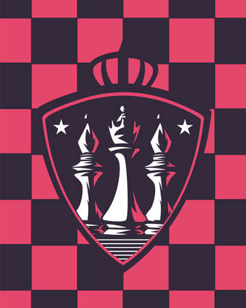 King and bishop pieces in shieldのイラスト素材