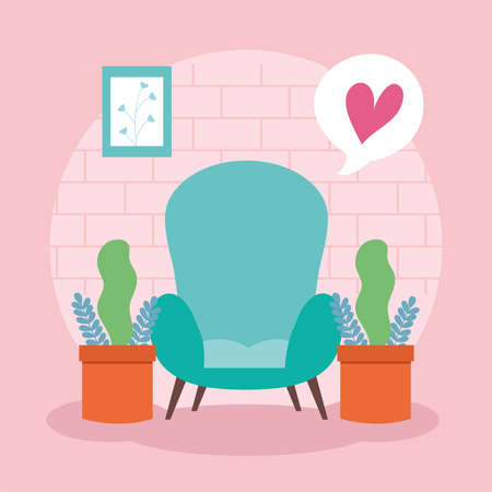 chair with heart bubbleのイラスト素材