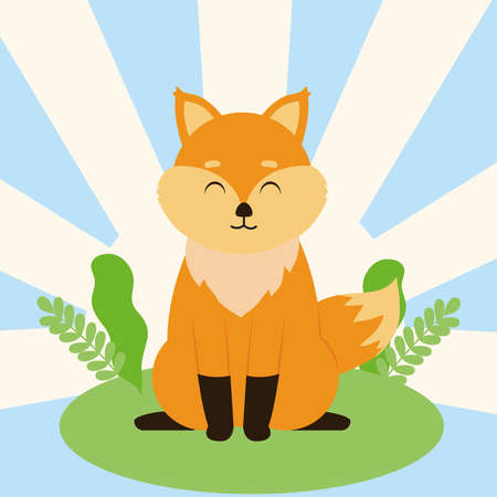 Cute fox cartoonのイラスト素材