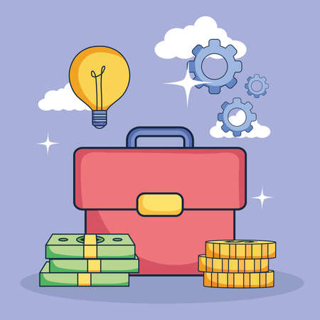 suitcase and light bulbのイラスト素材