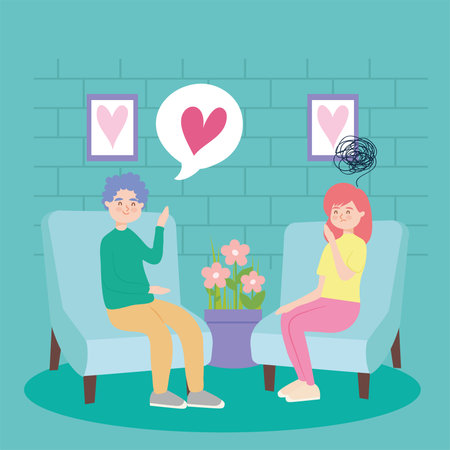 Woman and man on chairのイラスト素材