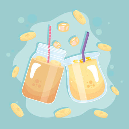 bananas smoothies glassesのイラスト素材