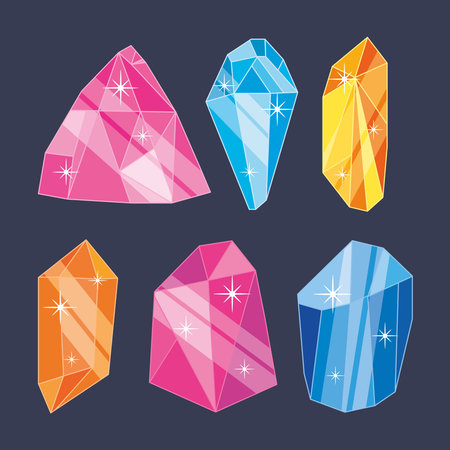 crystals shining setのイラスト素材