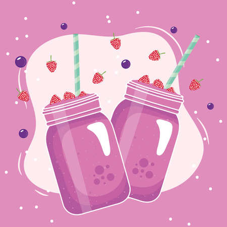 raspberries and berries drinksのイラスト素材