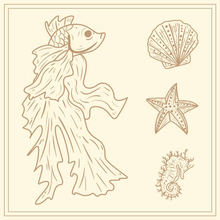 Sea animal icon setのイラスト素材