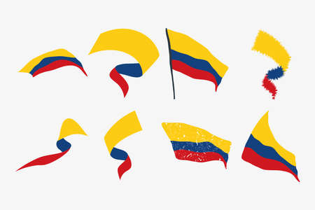 colombia flag setのイラスト素材