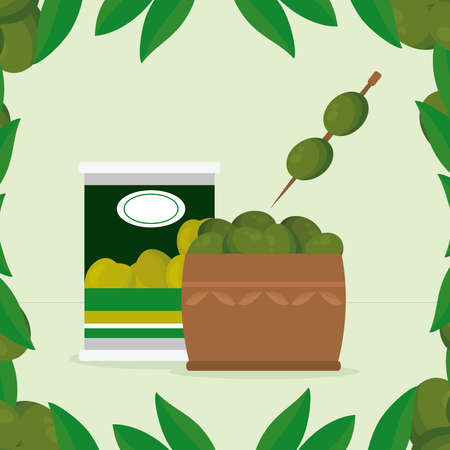 olives basket illustrationのイラスト素材
