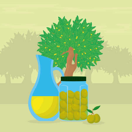 olives tree illustrationのイラスト素材