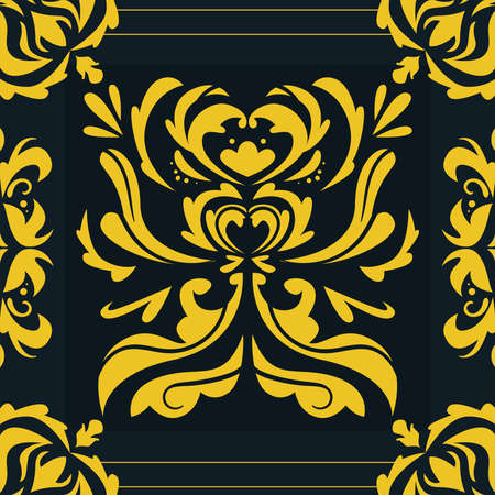 yellow damascus ornamentのイラスト素材