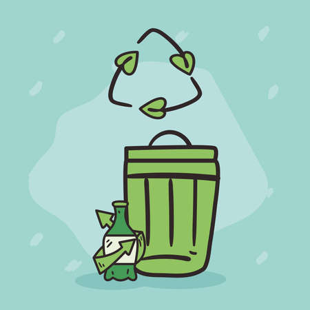 trash with bottleのイラスト素材