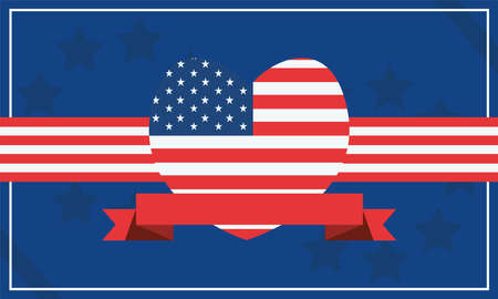 independence day heart with ribbonのイラスト素材