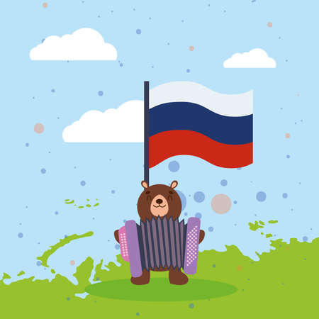 bear with accordionのイラスト素材