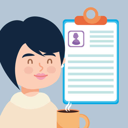 woman with coffee mugのイラスト素材