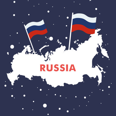 Russia map and flagsのイラスト素材