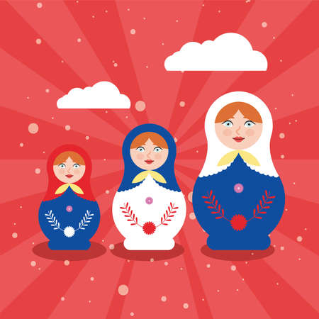 three matryoshka dollsのイラスト素材