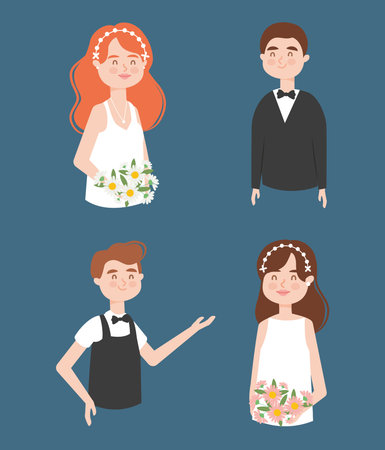 brides and grooms setのイラスト素材