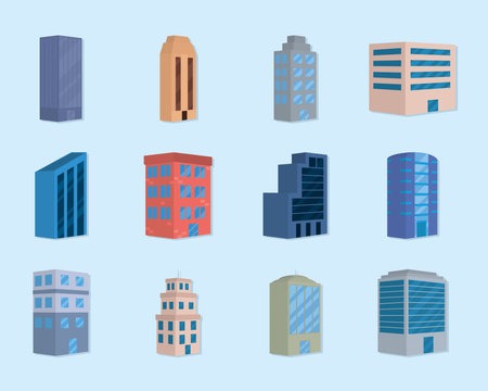 city buildings collectionのイラスト素材