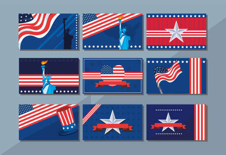 independence day cards collectionのイラスト素材