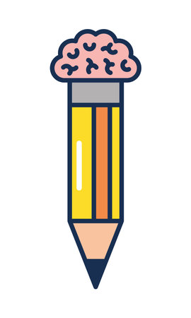 pencil with brainのイラスト素材