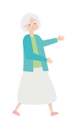 happy grandmother walkingのイラスト素材