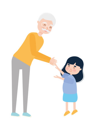 grandfather and girlのイラスト素材