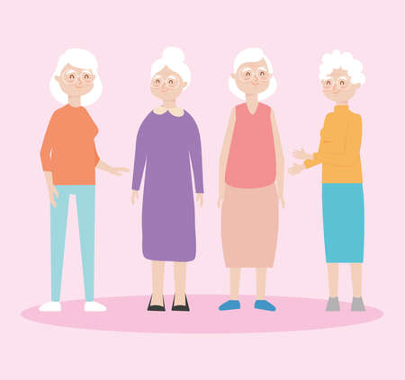 old women standingのイラスト素材