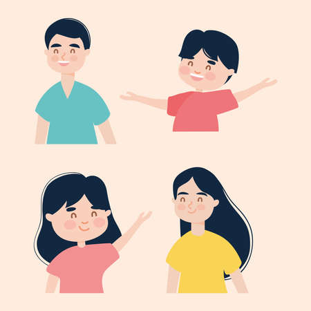 people and kidsのイラスト素材