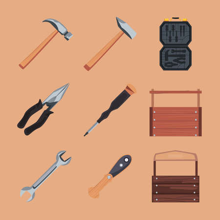 set tools constructionのイラスト素材