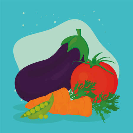 eggplant ,tomato and carrotsのイラスト素材
