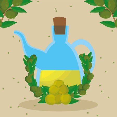 olive oil jar frameのイラスト素材